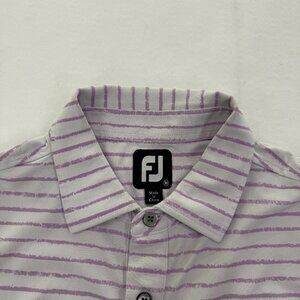 FootJoy FJ Mens Golf Polo Shirt Purple White Stripe M Short Sleeve Performance